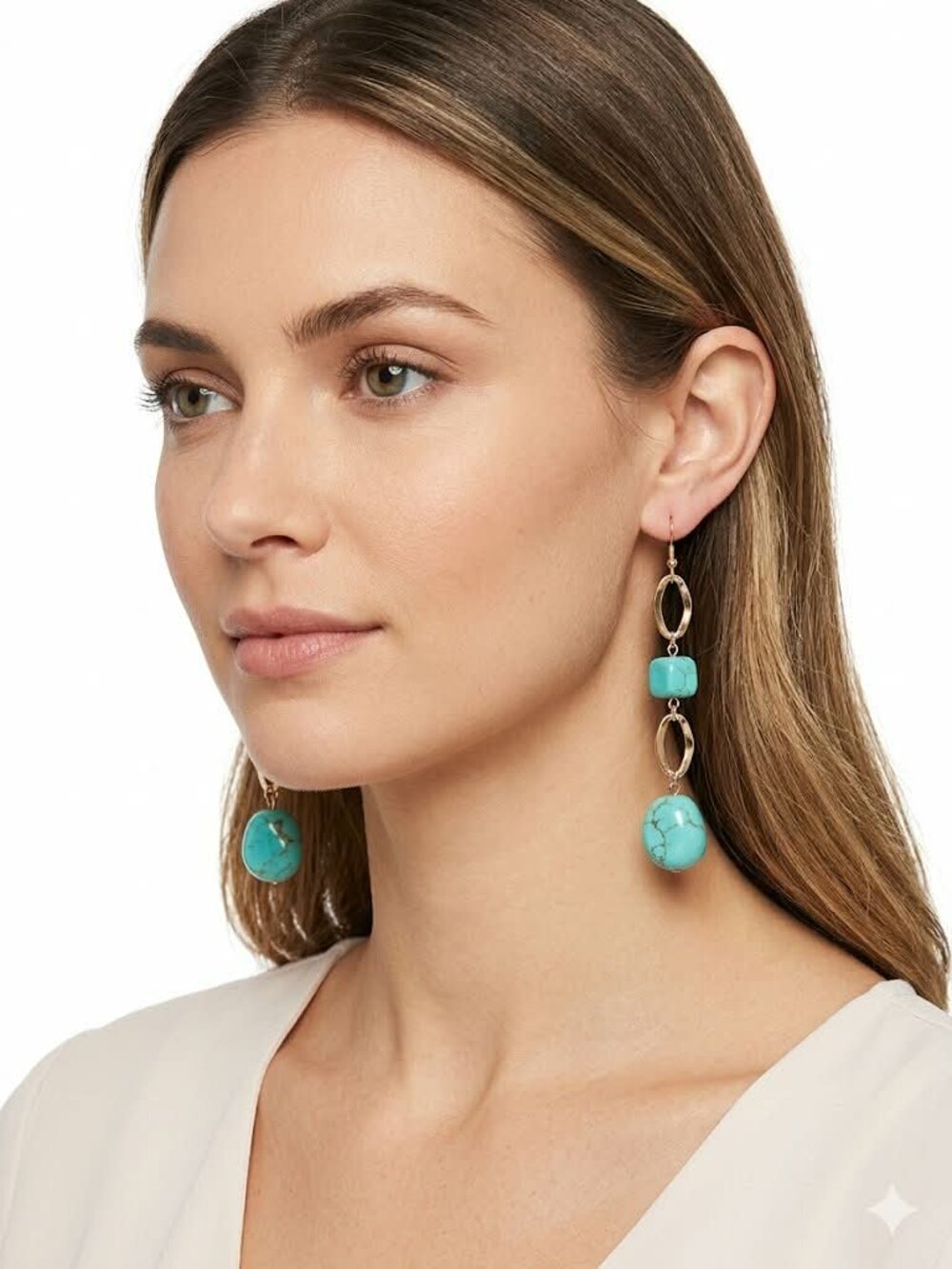 NEW YORK & COMPANY WOMEN'S WOMENS TURQUIOSE COLORED BEADED DROP EARRINGS NWT